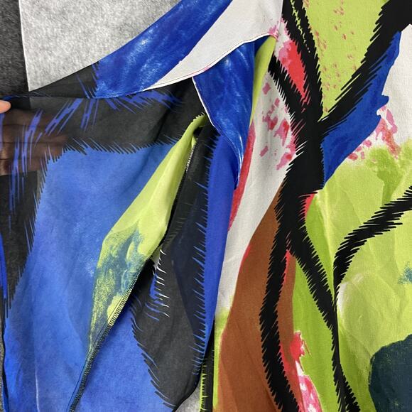 Ali Miles Tunic Top Womens 1X Abstract Layered Bell Sleeve Colorful Artsy Flowy - Picture 4 of 15